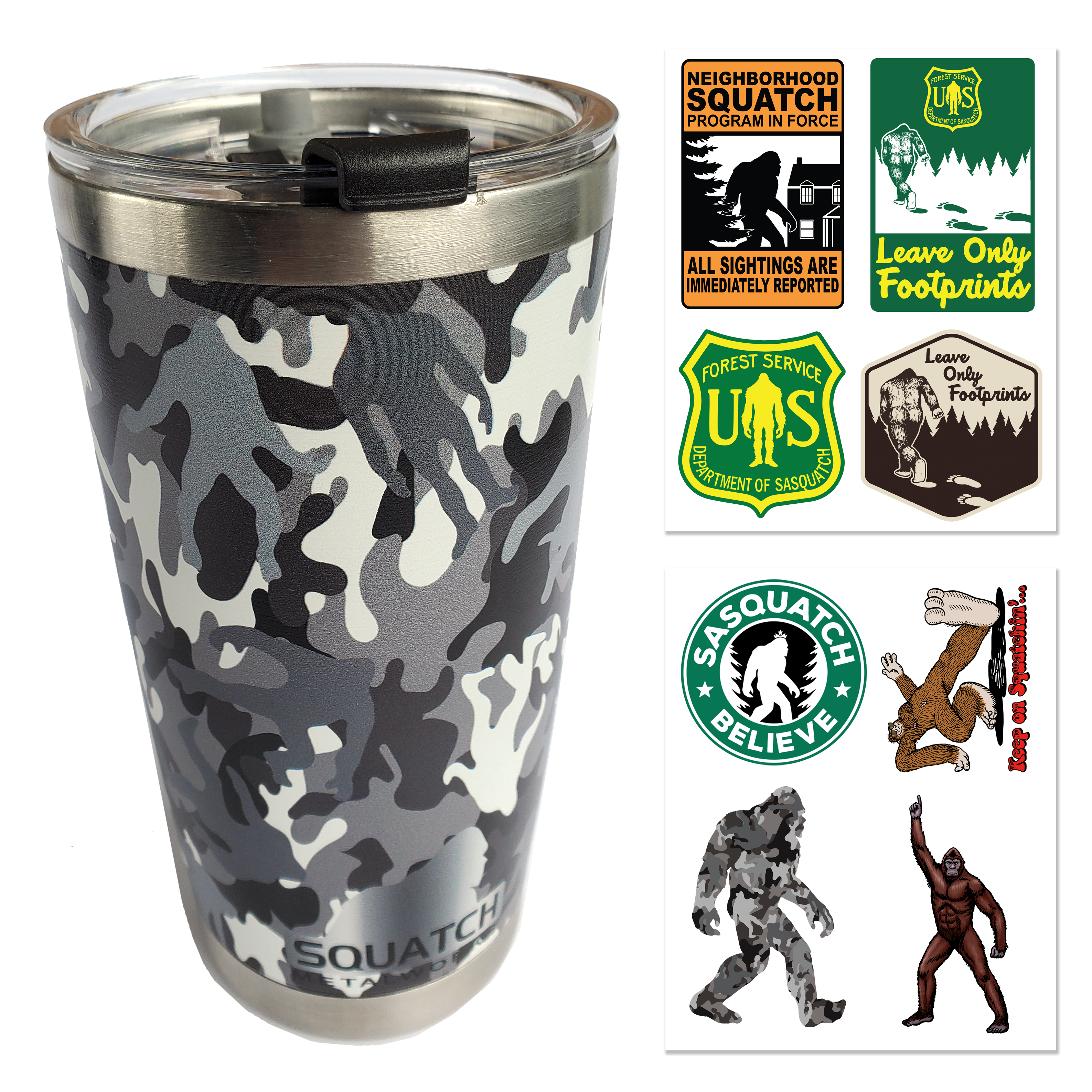Camo Tumbler 20oz Earthy Green Camo Print Insulated Stainless Steel Cup