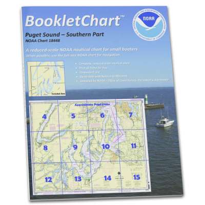 HISTORICAL NOAA BookletChart 18448: Puget Sound-Southern Part, Handy 8.5" x 11" Size. Paper Chart Book Designed for use Aboard Small Craft