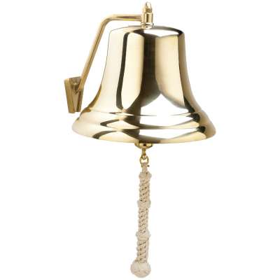 12" Brass Bell w/ White Monkey's Fist Lanyard #12000