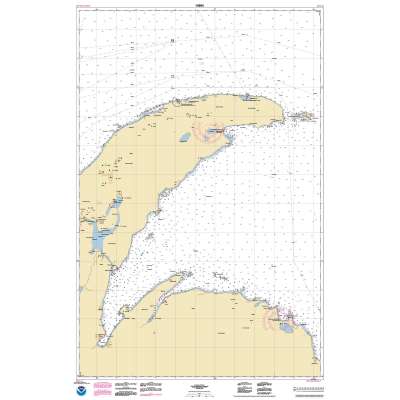 HISTORICAL NOAA Chart 14964: Big Bay Point to Redridge;Grand Traverse Bay Harbor;Lac La Belle harbor;Copper and Eagle Harbors