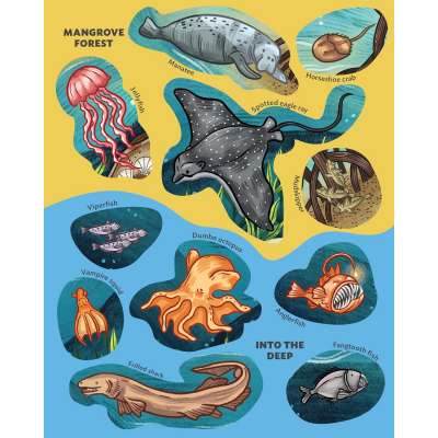 Creatures of the Ocean Sticker Poster - Book